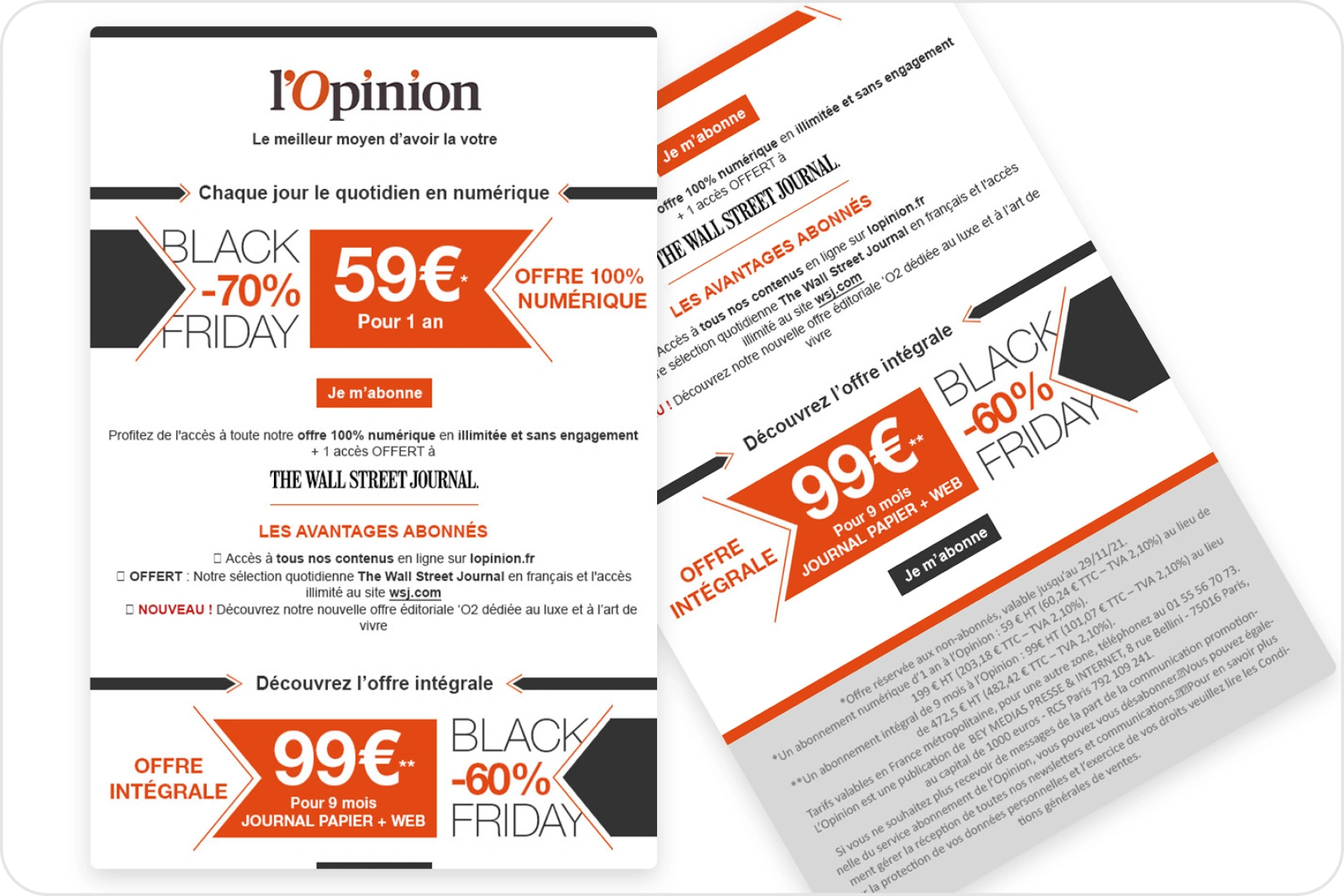 E-mail Black Friday de l'Opinion — maquette